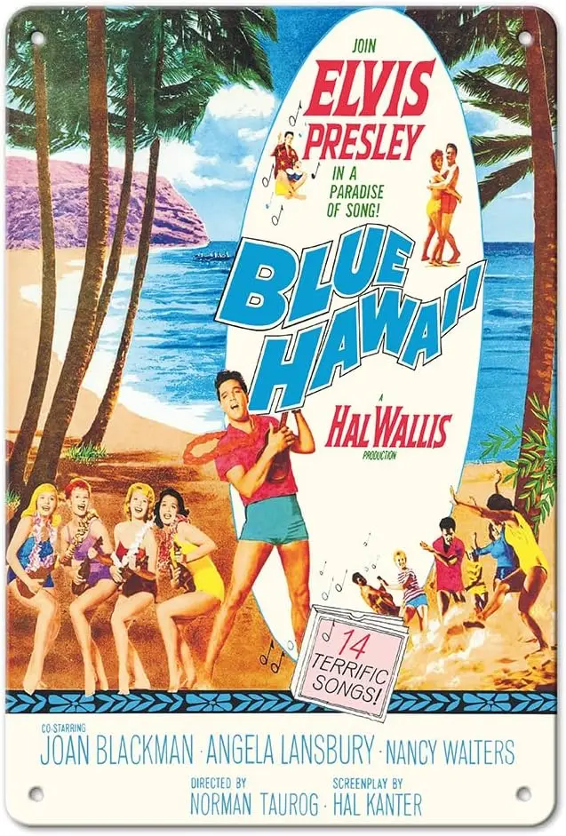 Blue Hawaii - Join in a Paradise of Song - Vintage Film Movie Poster -  Vintage Metal Tin Sign