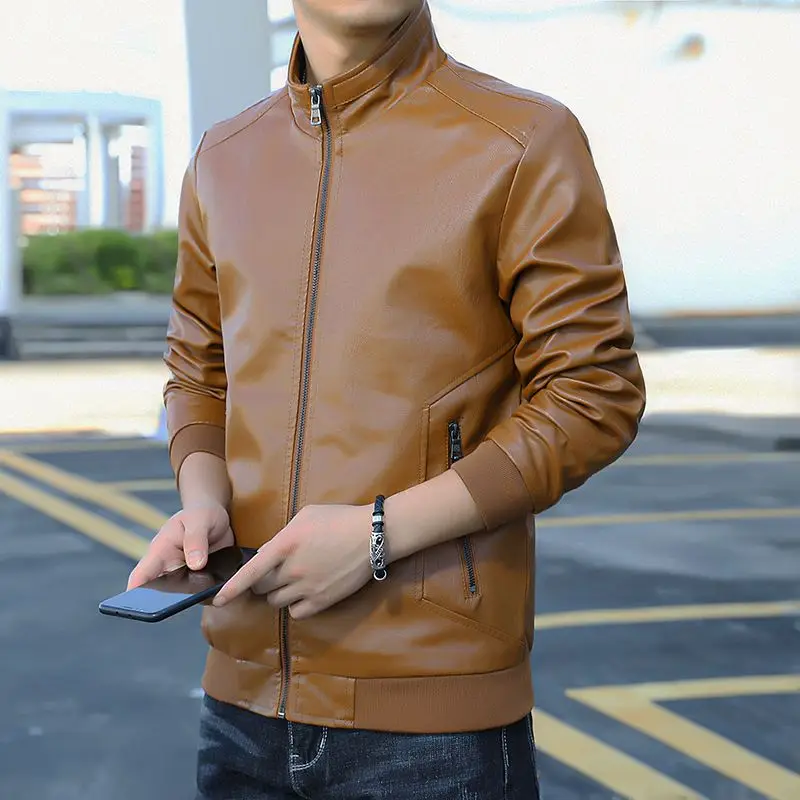 

Men's Quilted PU Leather Winter Jacket Warmth Fleece Lined Parka with Adjustable Hood All Weather Outdoor Coat