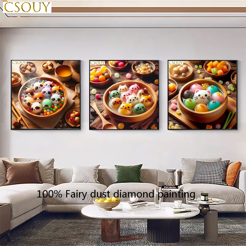 Colorful cartoon cats Fairy Dust Square Drill Full Diy Diamond Painting Cross Stitch Crystal Embroidery Mosaic Decor Needlework