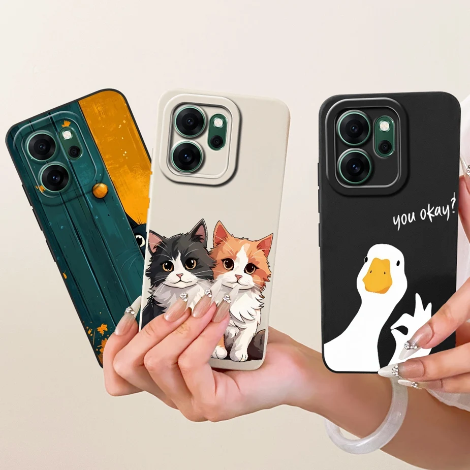 For Oppo Reno 14F 5G Case Cute Cat Duck Cartoon Cover Shockproof Phone Case For Oppo Reno 14 Pro Reno14 FS 5G Soft Fundas Bumper