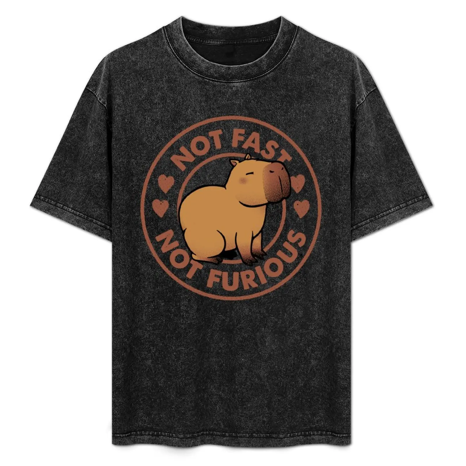 Not Fast Not Furious Capybara Black by Tobe Fonseca T-Shirt animal prinfor boys anime clothes summer top outfits for men