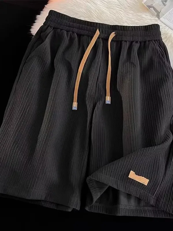 

Мужские лыжи из ледяного шелка, летние, тонкие, дышащие, повседневные, спортивные, пляжные, с пятью точками, большого размера, свободная посадка, со средней талией, молодежная повседневная одежда