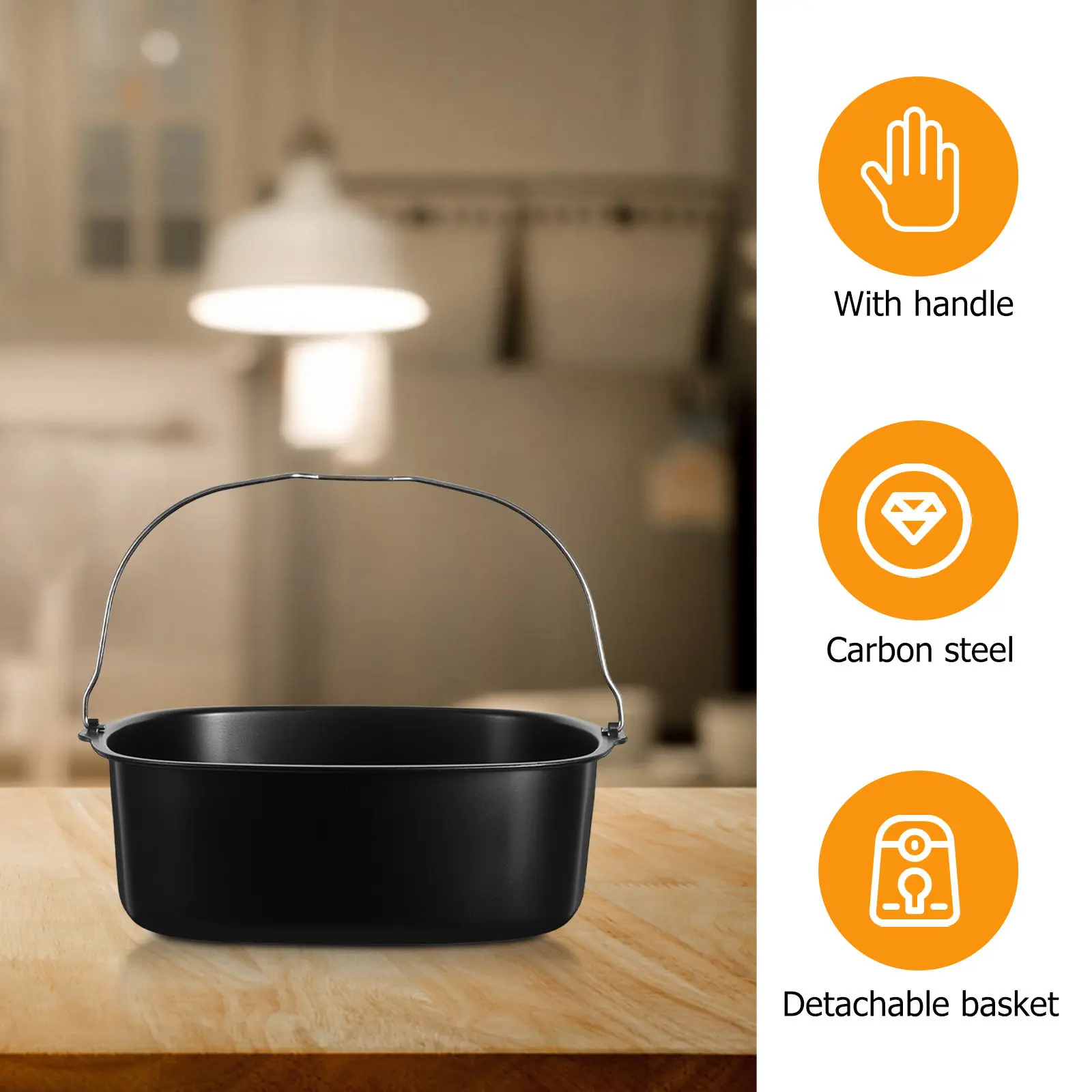 Cesto de Assar de Aço Carbono Reforçado para Forno e Fritadeira, Assadeira de Metal Multifuncional de Substituição para Cozinha