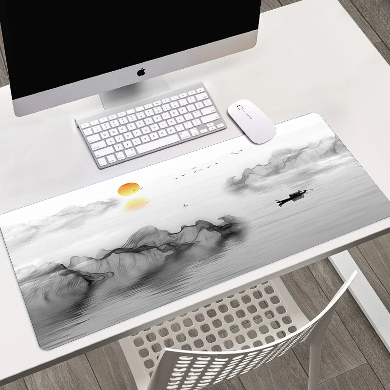 Chinese Brush Painting Art HD Printing XXL Mouse Pad Gamer Accessory Hot Large  Computer Lock Edge Keyboard Mat Anime Cartoon