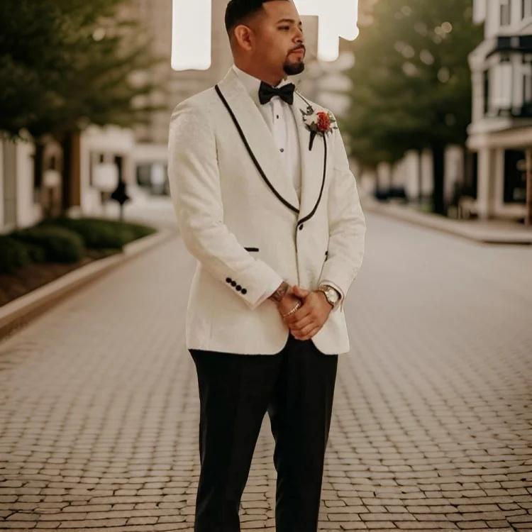 

Wedding Suits for Men Slim Fit Shawl Lapel Formal Jacket with Vest Pants Custom African Floral Groom Tuxedo Male Costume 2024