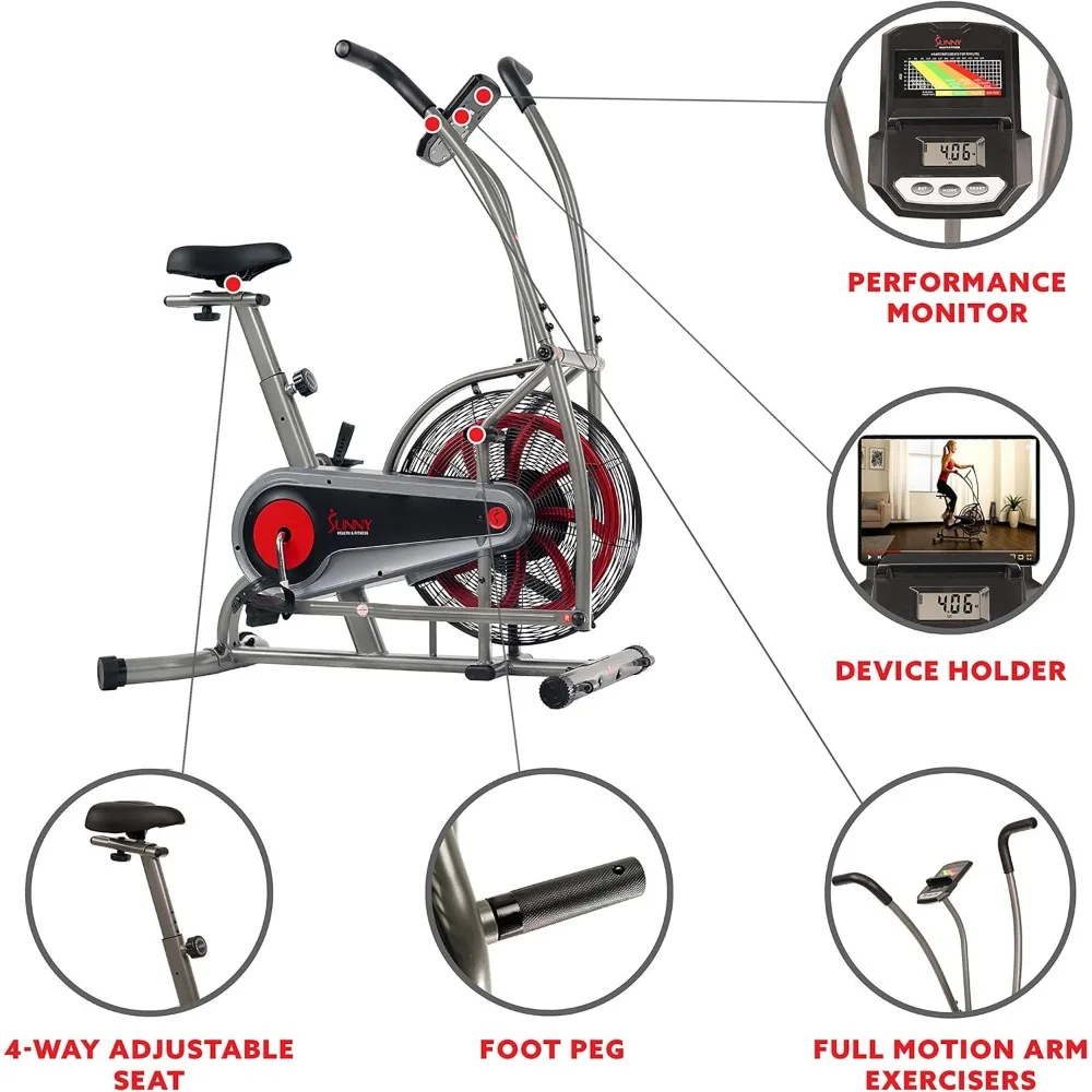 Motion Air Bike com resistência ilimitada e suporte para tablet, bicicleta ergométrica preta, SF-B2916