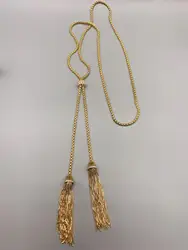 Le Han Jewelry 18k Gold Plated Tassel NecklaceFor Women With Clear Zirconia Box Chain