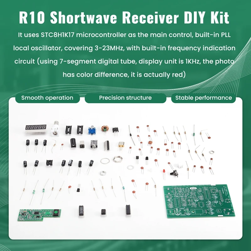 3-23Mhz AM Radio Shortwave Receiver Short Wave Broadcast Signal PLL Receive DIY Kit LED Digital Display Frequency