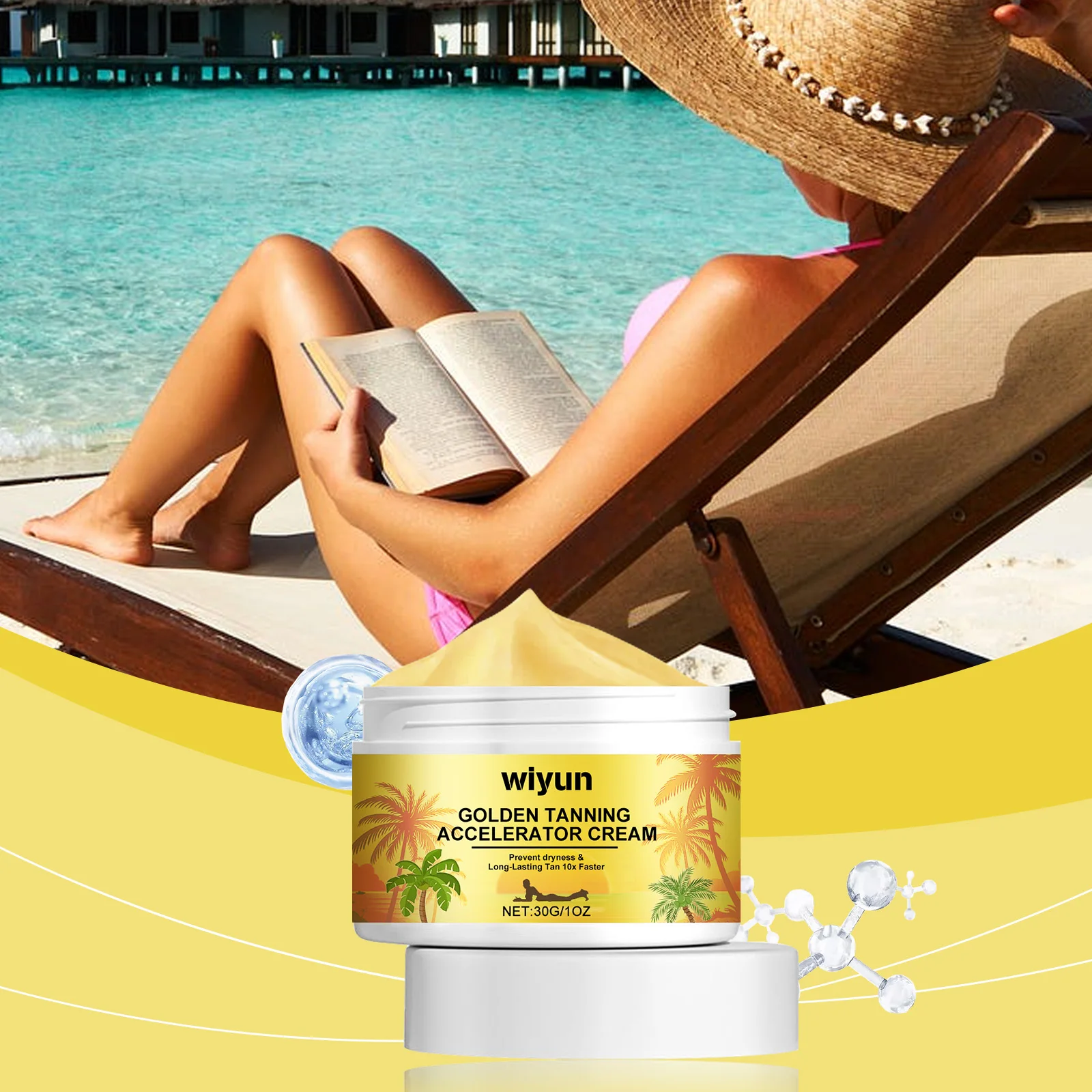 

Tanning Accelerator Cream Hydrating Promote Dark Skin Natural Self Tanner for Body Face Prevent Sunburn Sunless Tanning Products