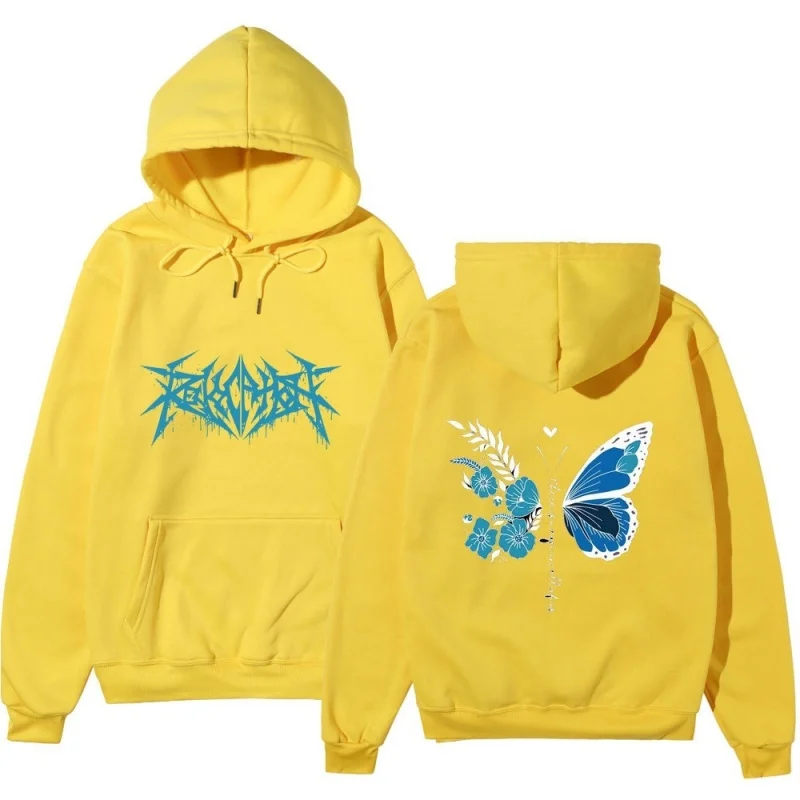 Autumn and winter fashionable and cool cartoon crack butterfly print casual and comfortable long sleeved hooded sweatshirt