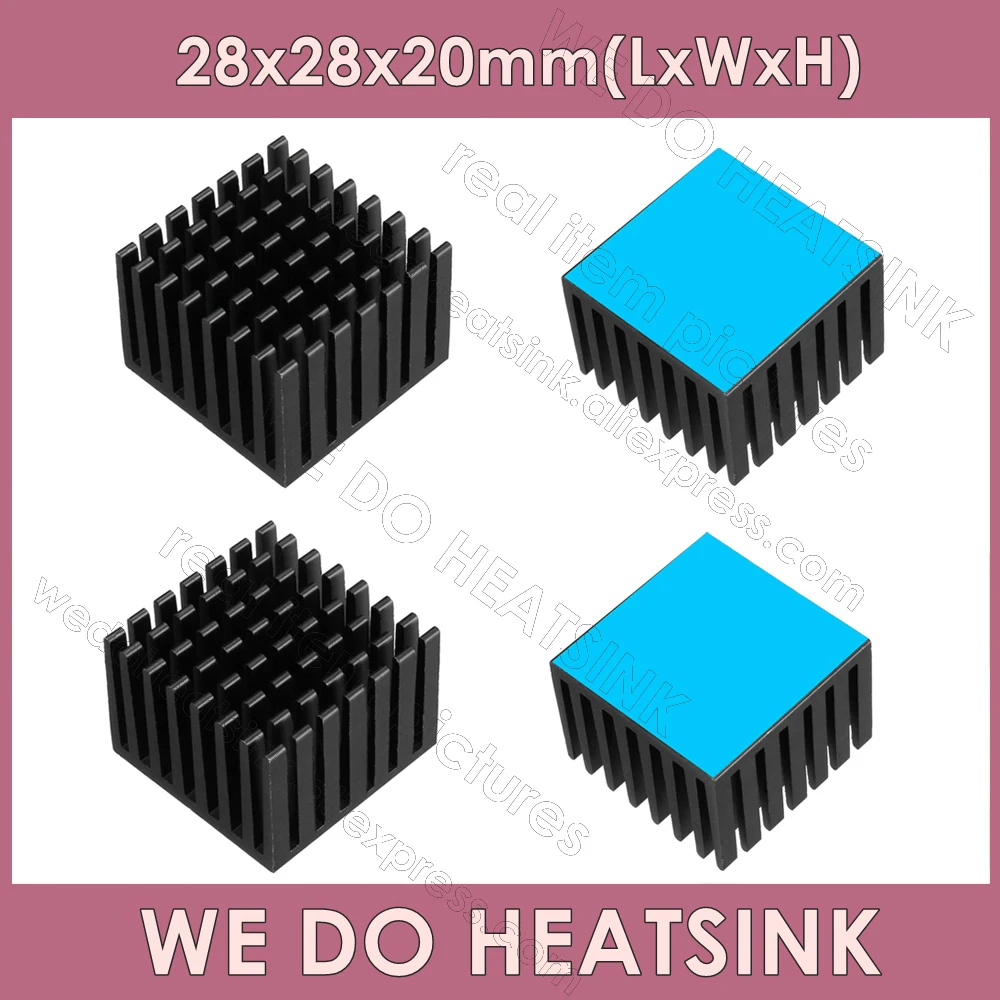 WE DO HEATSINK 28x28x20mm Without or With Thermal Pad Black Anodized Aluminum CPU / IC / AMD Cooling Cooler Heatsink