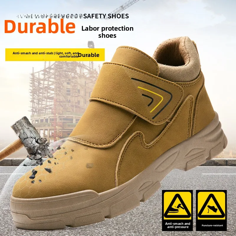 Men's Shoes for Welders, All-Season Toe-Cap, Anti-Smash, Anti-Pierce, Anti-Scald Construction Protective Work Shoes