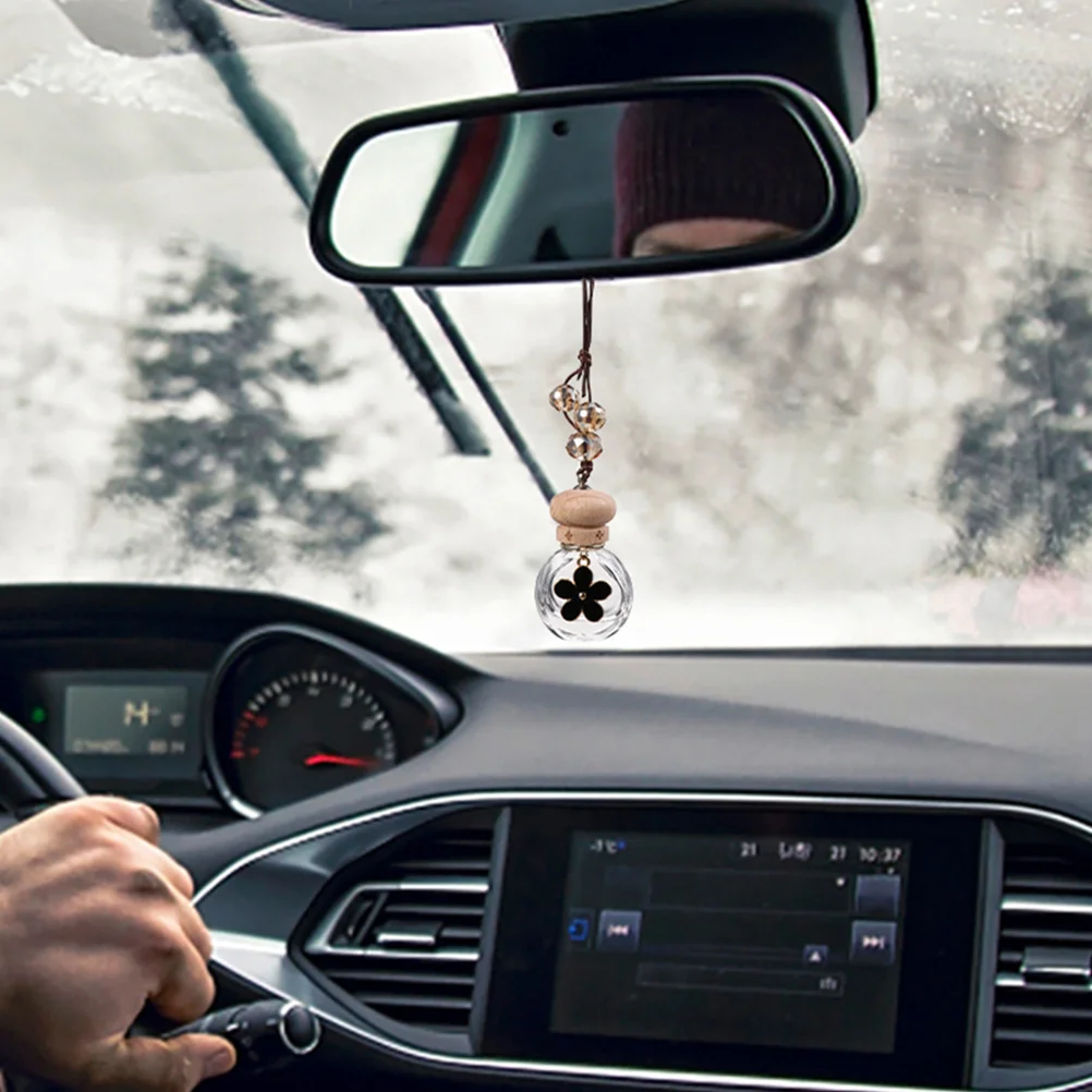 

2Pcs Hanging Car Air Freshener Diffuser Bottles Glass Perfume Oil Pendant Refillable Essential Oil Scent Diffuser for Interior