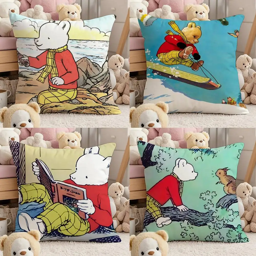 

Anime R-Rupert Bear Pillow Case Comfort Sofa Bed Silky elegant Invisible zipper Custom Decorative cushion cover
