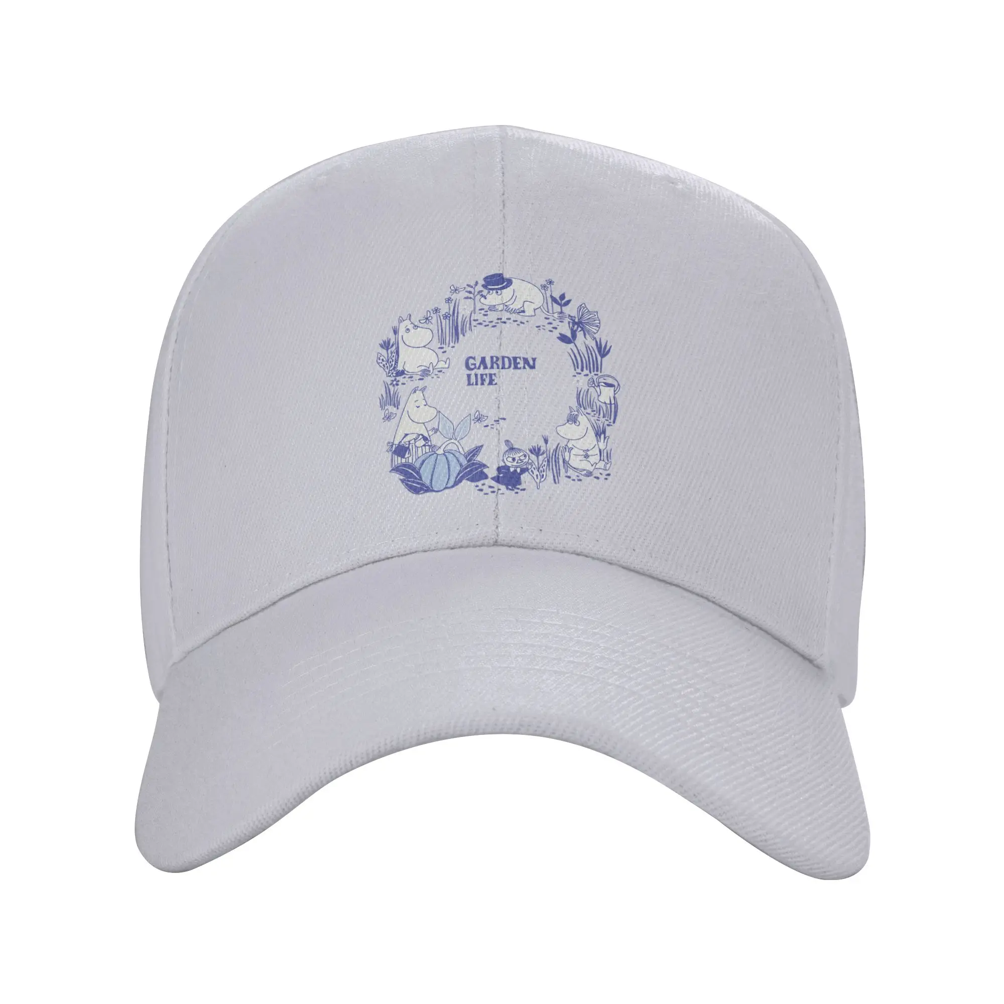 Moomings Garden Life in Moominvalley Blue Print Cap Adult Outdoor  Hat Trucker Worker Cap Dad Hat Adjustable Baseball Cap