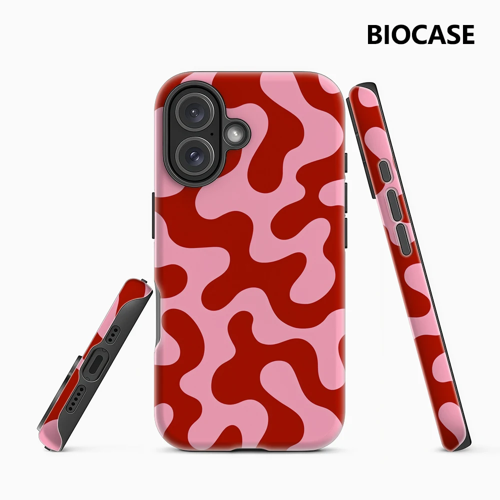 Künstlerisches rot-rosa Flüssigmuster IPhone 17 Must-Haves Handyhülle für IPhone 17 16 15 14 13 12 Pro Max Plus Doppelschichtige Rückseite
