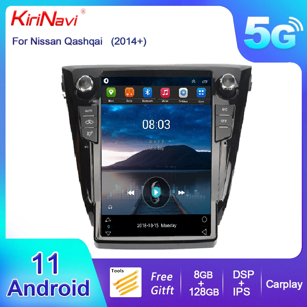 

KiriNavi Tesla Style Vertical Android 13 Car Radio Automotivo For Nissan Qashqai X Trail 2014-2021 Auto GPS Navigation 4G DVD