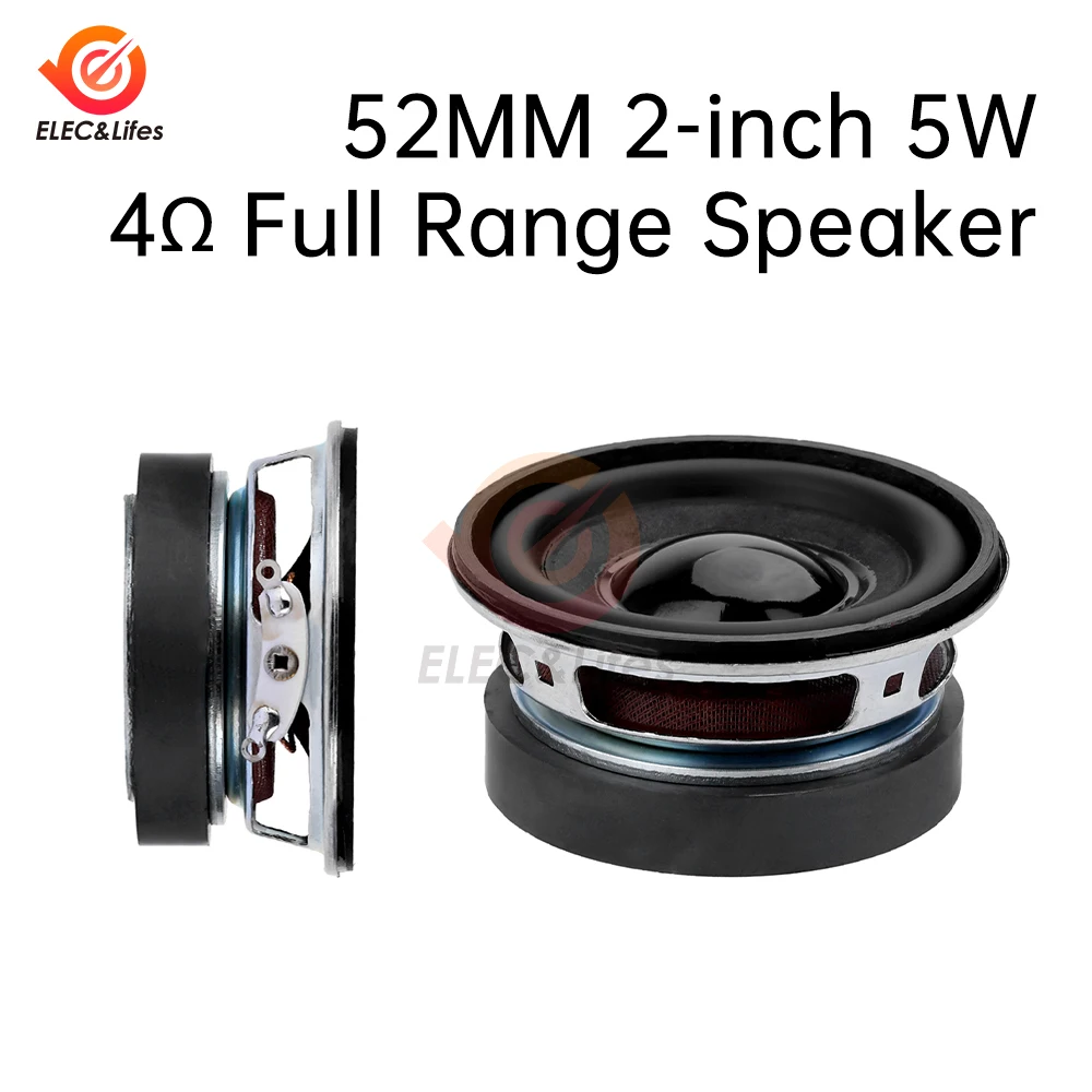 1Pcs 52mm 2 Inch Audio Portable Speaker 4 Ohm 5-6W Full Range Hifi Bass Altavoz loudSpeaker Home Theater Sound System DIY