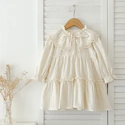 New Baby Girls Dress Girls Sweet Girl Dress Ruffle Trim Party Princess Dress Lace Collar Going Out Casual Dresses Little Clothes