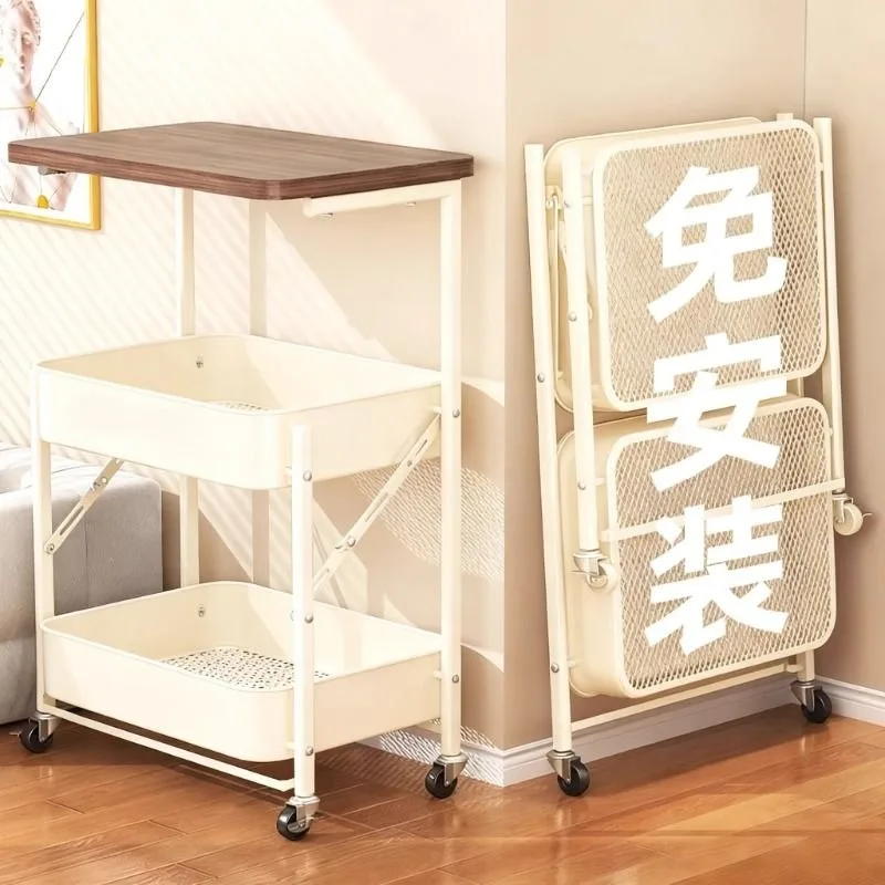 Foldable Vintage Mid Century Trolley Storage Snack Organizer Sofa Side Table Coffee Table Nightstand Living Room Table Side