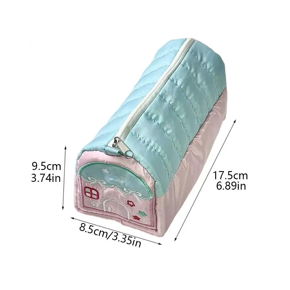 Estuches de lápices bonitos en forma de casa, bolsas de almacenamiento de papelería para bolígrafos multicapa de gran capacidad, bolsa de cosméticos suave creativa para estudiantes