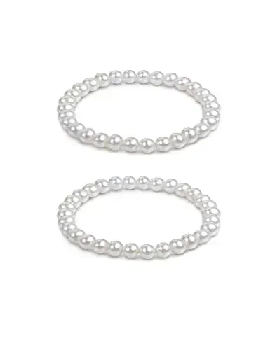 2025 كلاسيكي الأبيض البلاستيك مطاطا مطرز سوار الراتنج فو اللؤلؤ سوار للنساء الصيف حفلة موسيقية مجوهرات هدية