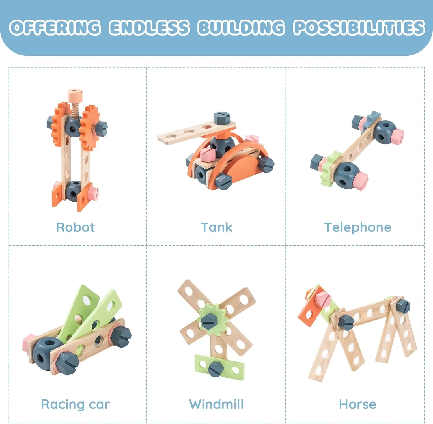 Robotime – ensemble de banc à outils pour enfants, grand banc de travail en bois, jouets de Construction, 41 pièces, ensemble d'outils pour garçons et filles de 3 ans et plus