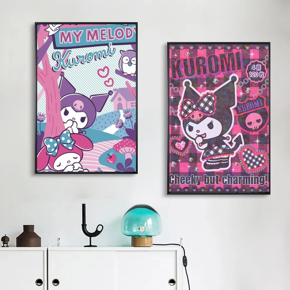 

S-Sario-K-Kuromi Poster DIY Poster Kraft Paper Vintage Poster Wall Art Painting Study Stickers Big Szie Wall Painting