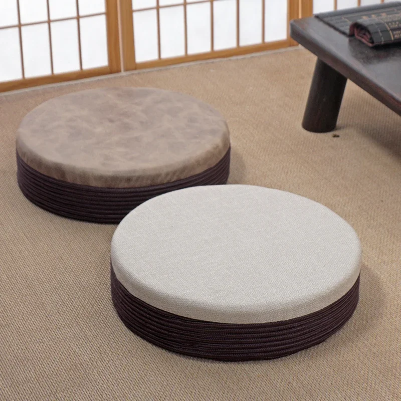 Rope Weaving Floor Cushion Traditional Japanese Seat for Tea Room Woven Ottoman Versatile Bay Window Mat for Living Room Decor