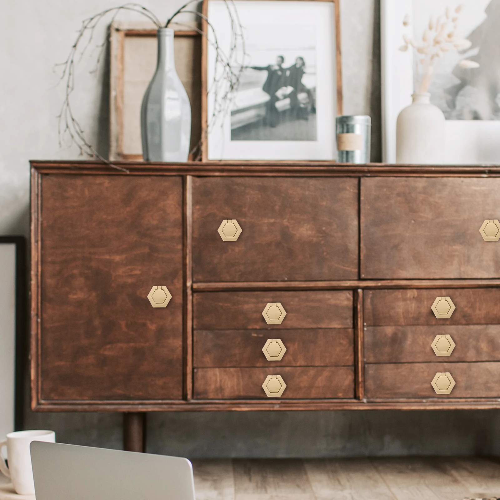 

1 комплект, 1 комплект, шестиугольная ручка для шкафа, золотая складная ручка для выдвижного ящика для спальни, комода, шкафа, медная фурнитура, мебель