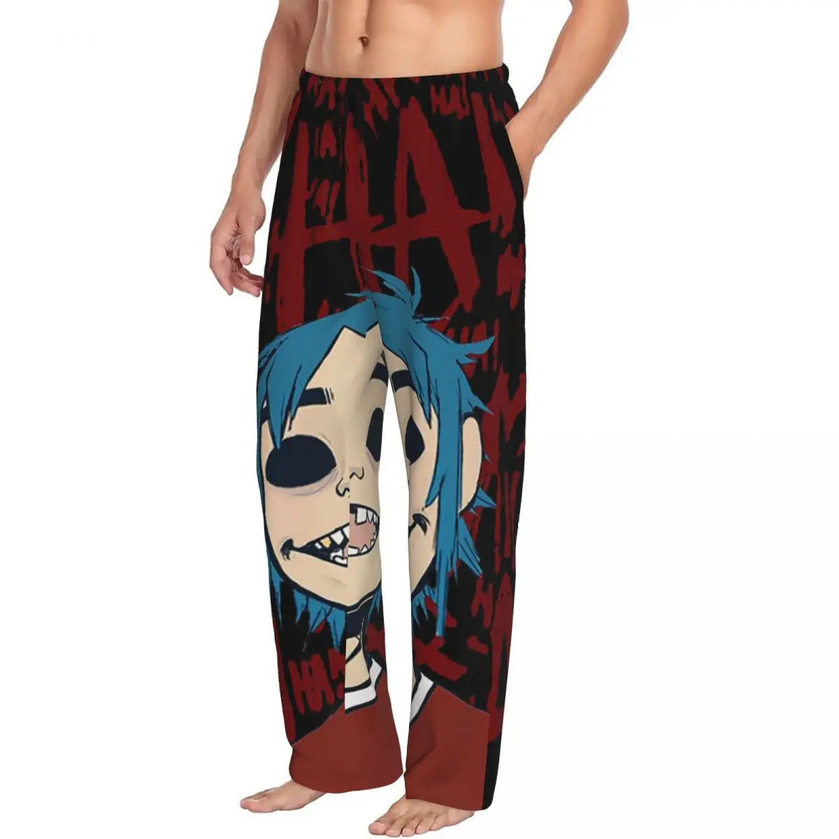 Custom Feel Good Gorillaz Virtual Band Men Pajama Pants Lounge Sleep Sleepwear Bottoms with Pockets