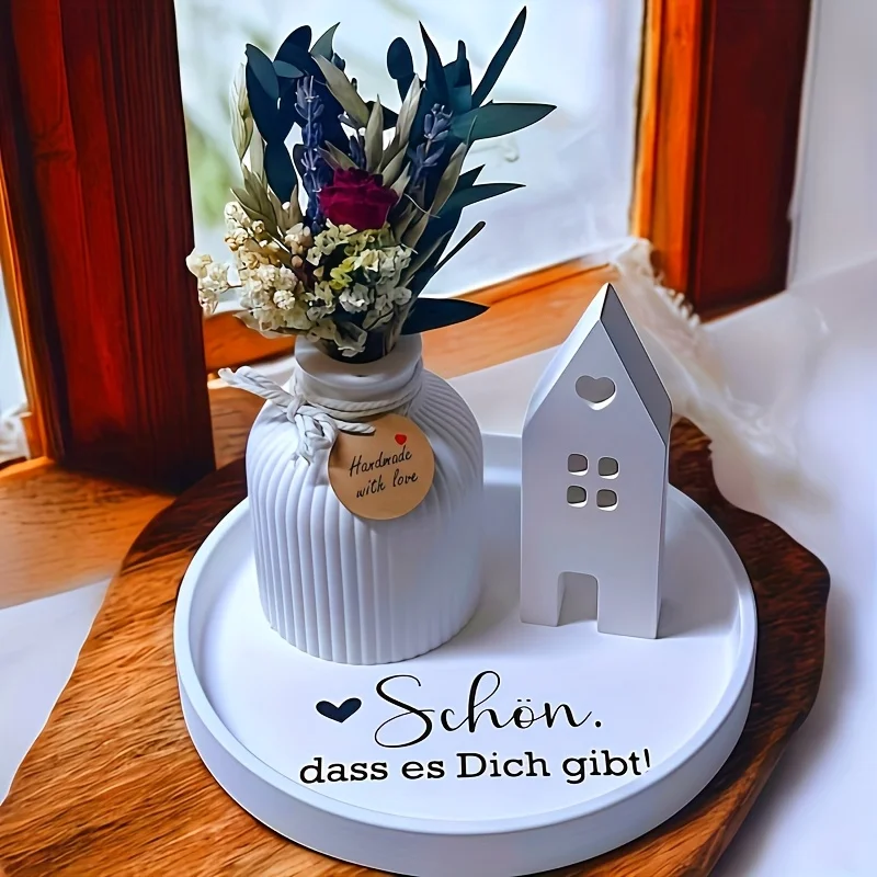 4pcs Vase Decoration Plate Silicone Molds Desktop Atmosphere Decor Holiday Gift Resin Gypsum Craft