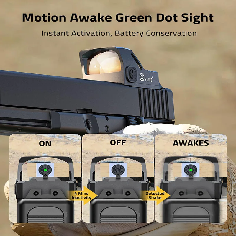 الحركة مستيقظ 3 MOA الأحمر الأخضر نقطة البصر 1X24mm مفتوحة منعكس كامل الحجم البصريات الطبيب قطع البصمة مسدس لوحة محول MOS Picatin #3