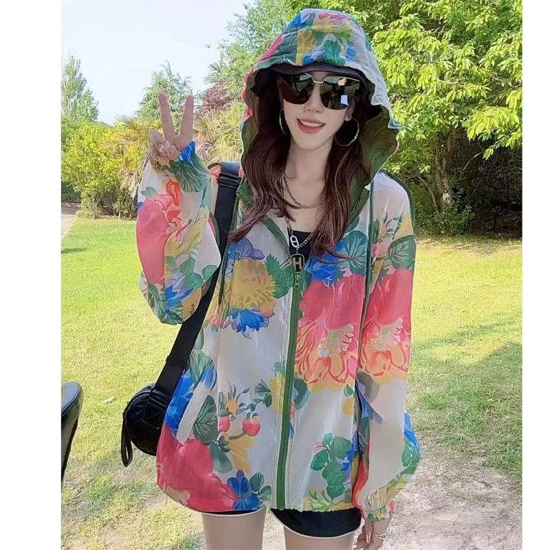 

Ледяной шелк с капюшоном, солнцезащитная одежда, женская куртка 20225, новое летнее пальто, солнцезащитные кремы большого размера, дышащая верхняя одежда для женщин