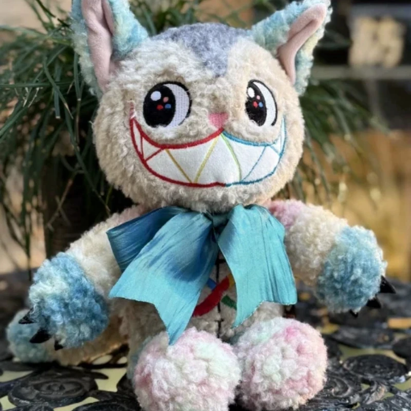 Plushie Dreadfuls Cheshire Cat Plush Doll Alice Madness Returns Colorful Stuffed Toy Blue Bow Limited Collectible Gift Game Fans