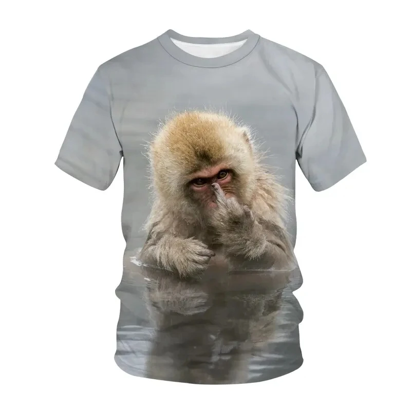 Printed Men\'s T-shirt Funny Monkey Fashion Trend Harajuku Animal Top Summer Leisure O-Neck Short Sleeve Plus Size Men\'s Street F