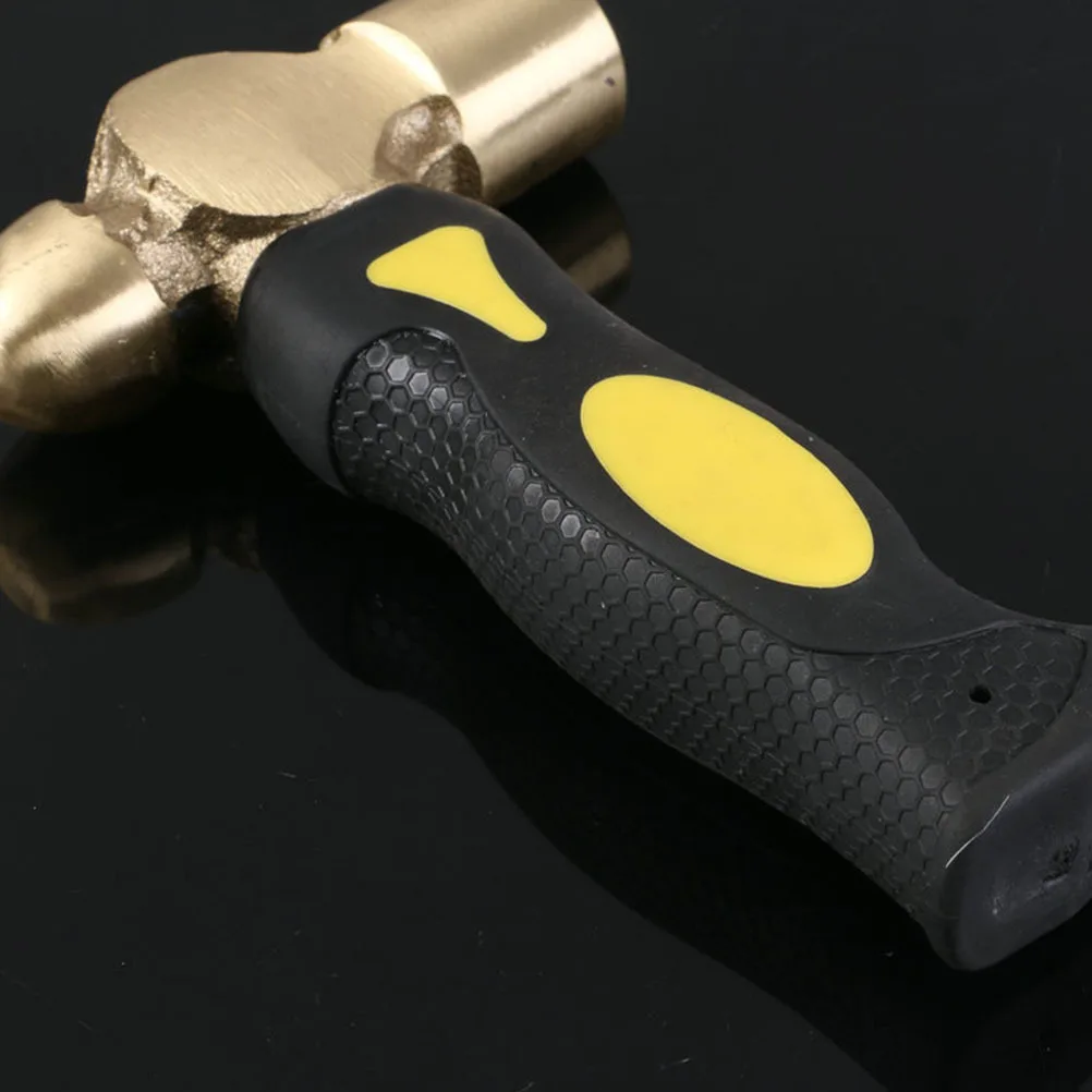 

Brass Hammer 1Lb Double-Face Stamping Mallet Grooved Grip For Diy Jewelry Making Wire Flattening Tools Outdoor Crafting
