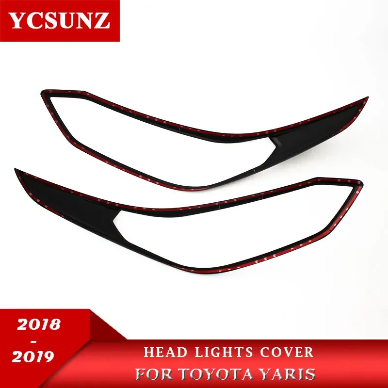 Head Lights Cover For Toyota Yaris Hatchback Sedan 2018 2019 Accessories Front headlight Lamp Hood Parts For Toyota Vios 2019