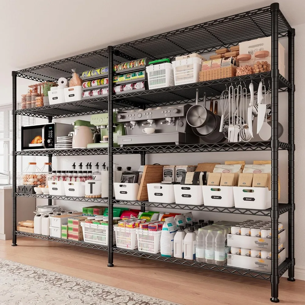 

70" W Storage Shelves Load 1600LBS, Metal Shelving 5-Tier Wire Shelving Unit Metal Shelves for Storage Adjustable Shelving