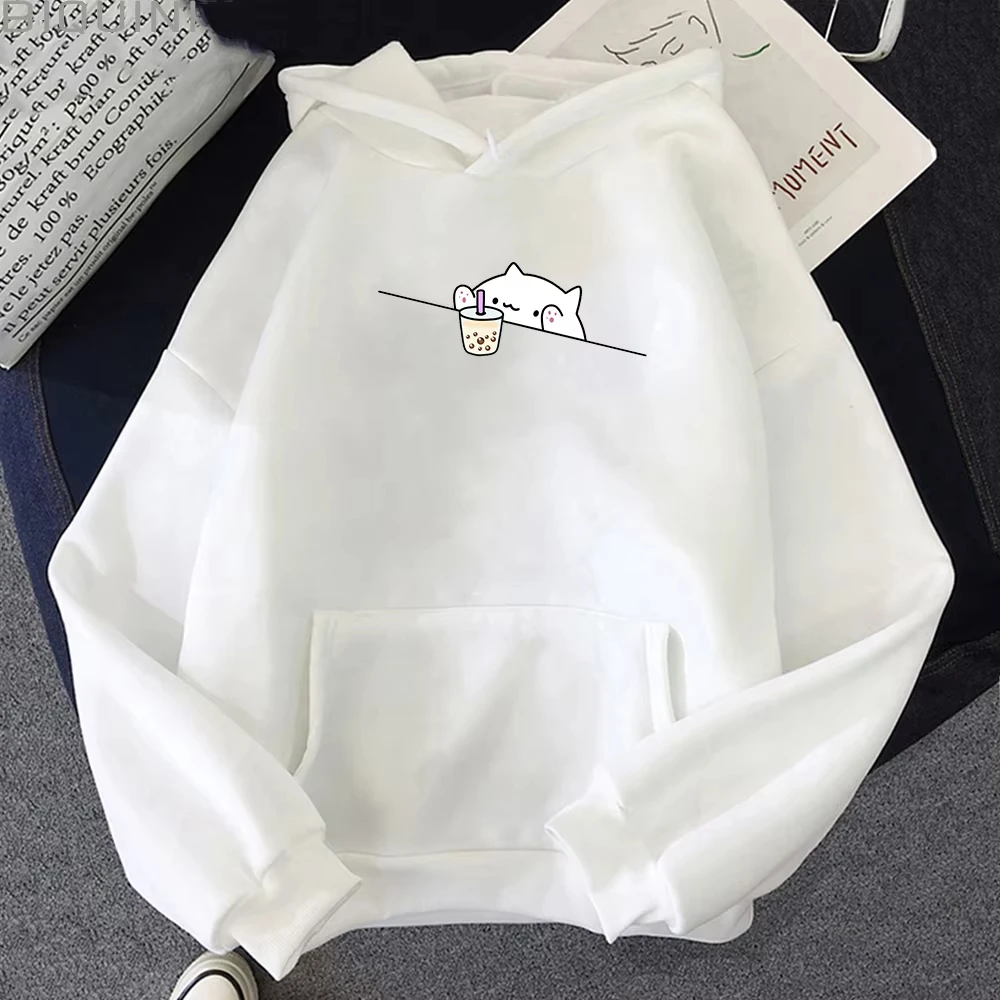 

Bubble Tea Casual Pullover hoodie women Cartoon Female Hooded Clothes Plus Size Hoodies Kawaii Cat Boba Women fleece Sweatshirts