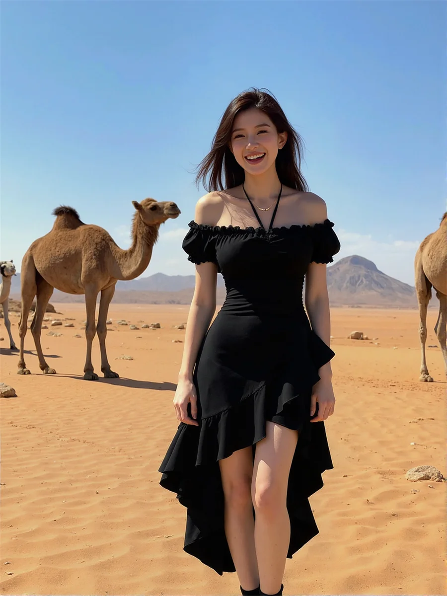 Sukienki damskie eleganckie wieczorowe w stylu koreańskim z rozcięciem bocznym, wysokim rozcięciem, rozcięciem, wycięciem, ażurowe, z dziurami, seksowne