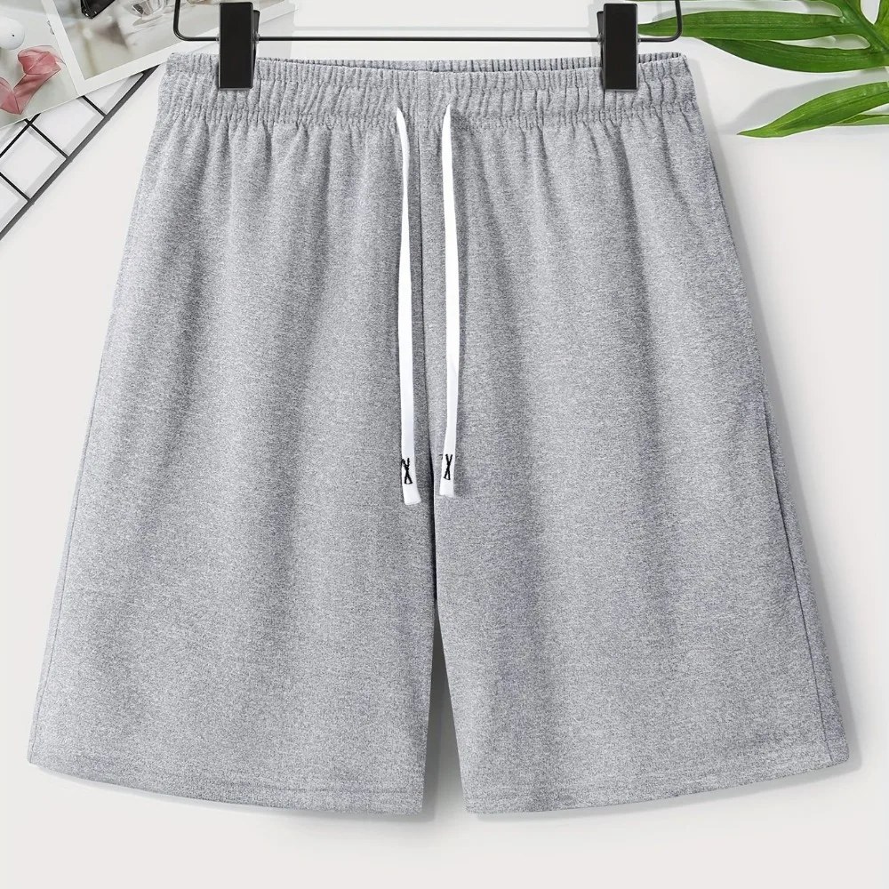 

Летние мужские шорты для баскетбола и пляжного отдыха, однотонные, с эластичным поясом, для спорта на открытом воздухе, фитнеса и досуга