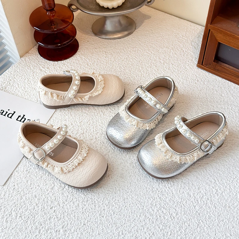 Little Girl's Princess Shoes Plain Design Korean Style Shallow Children Flat Shoes Sweet Four Seasons Size 21-30 Kids Mary Janes
