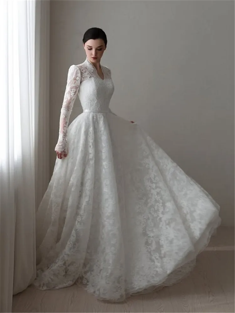 

Lace Wedding Dress Long Sleeve Vintage Elegante Vestidos Alta Costura Weddings Dresses Noiva Hochzeitskleid 2025 Novias Bridal