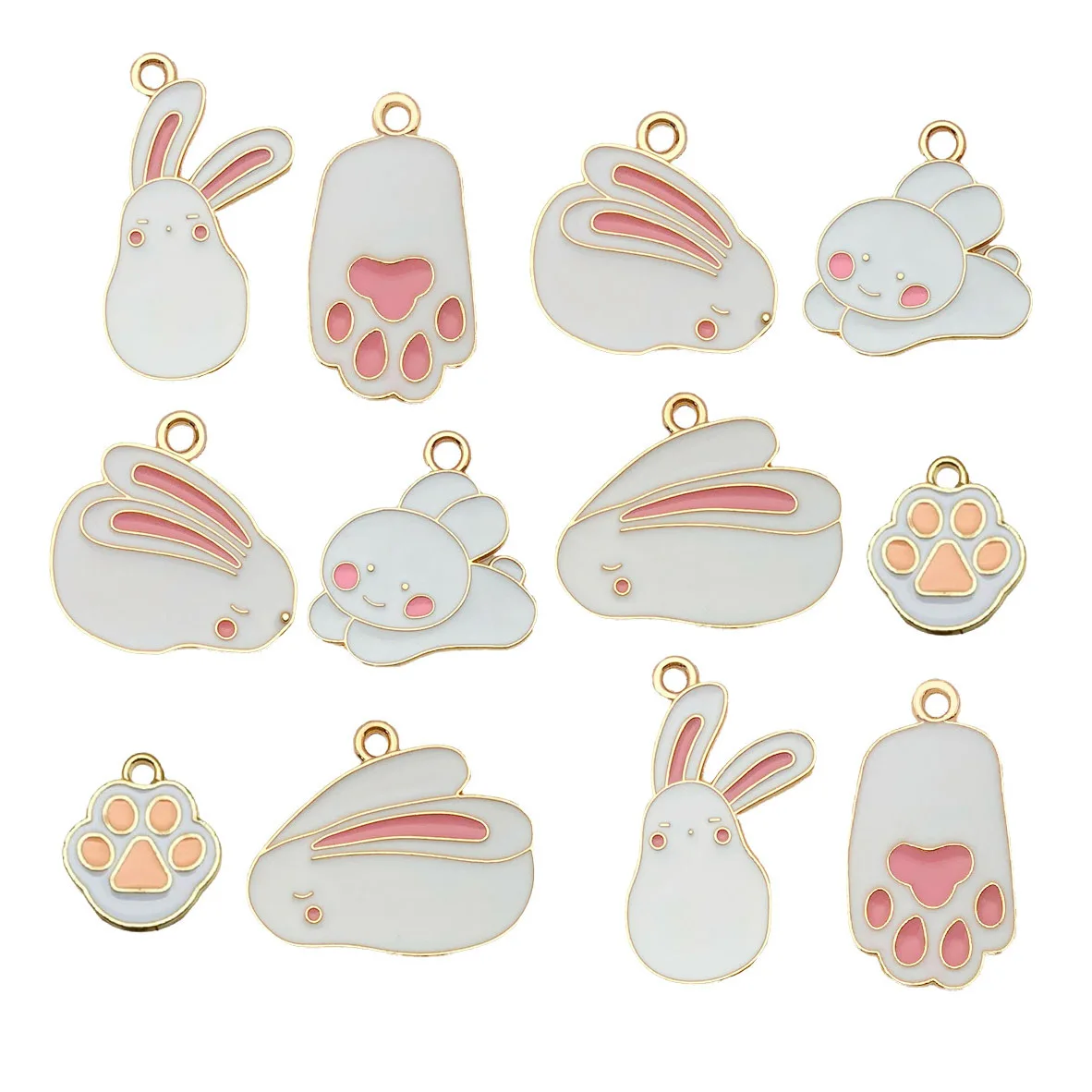 12 قطعة/الوحدة لطيف الكرتون الأرنب سحر سبائك الحيوان المعلقات ل سوار ذاتي الصنع قلادة أقراط مجوهرات صنع الملحقات #5