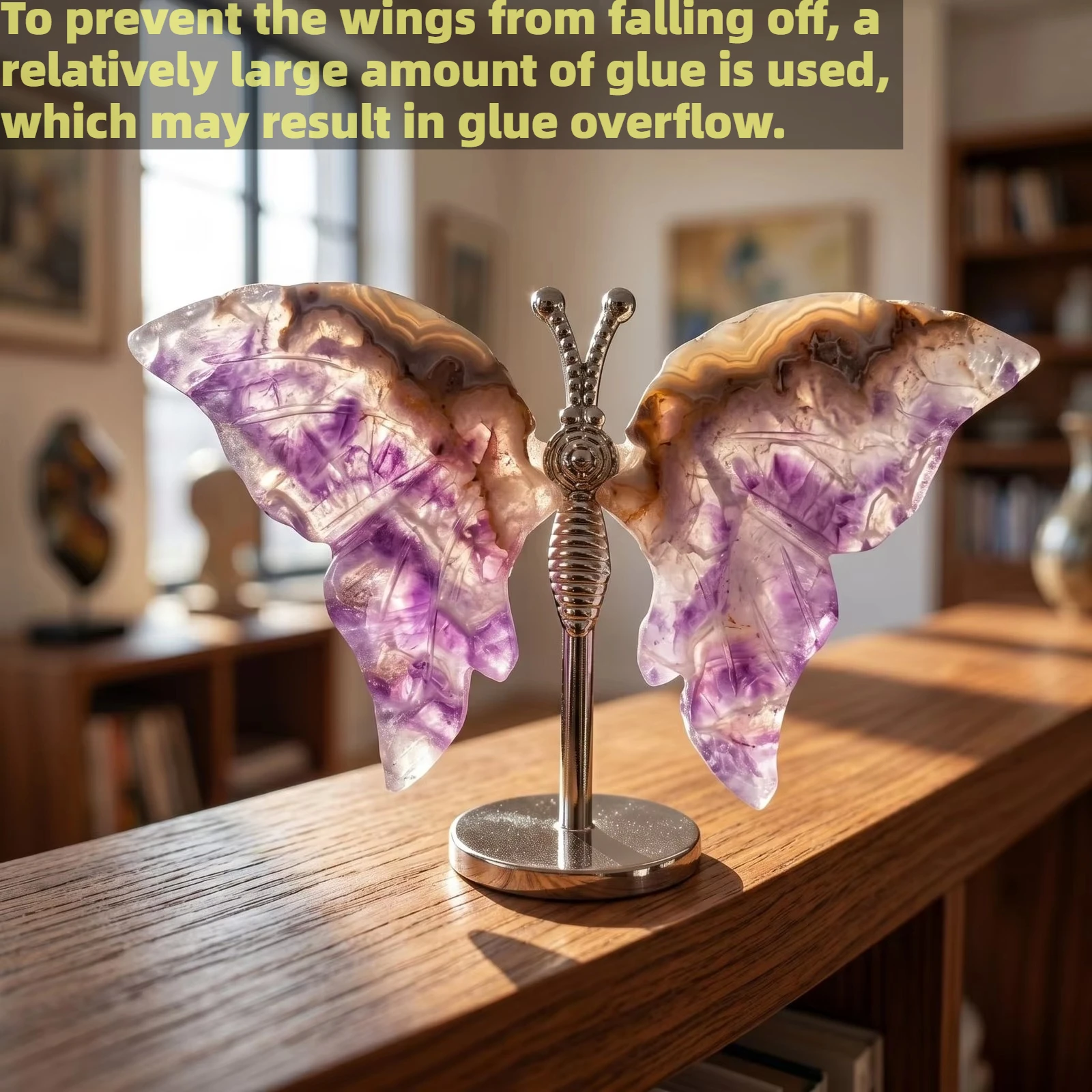 Natural Amethyst Agate+Base Butterfly Crystal Carving Quartz Home Decor Gift