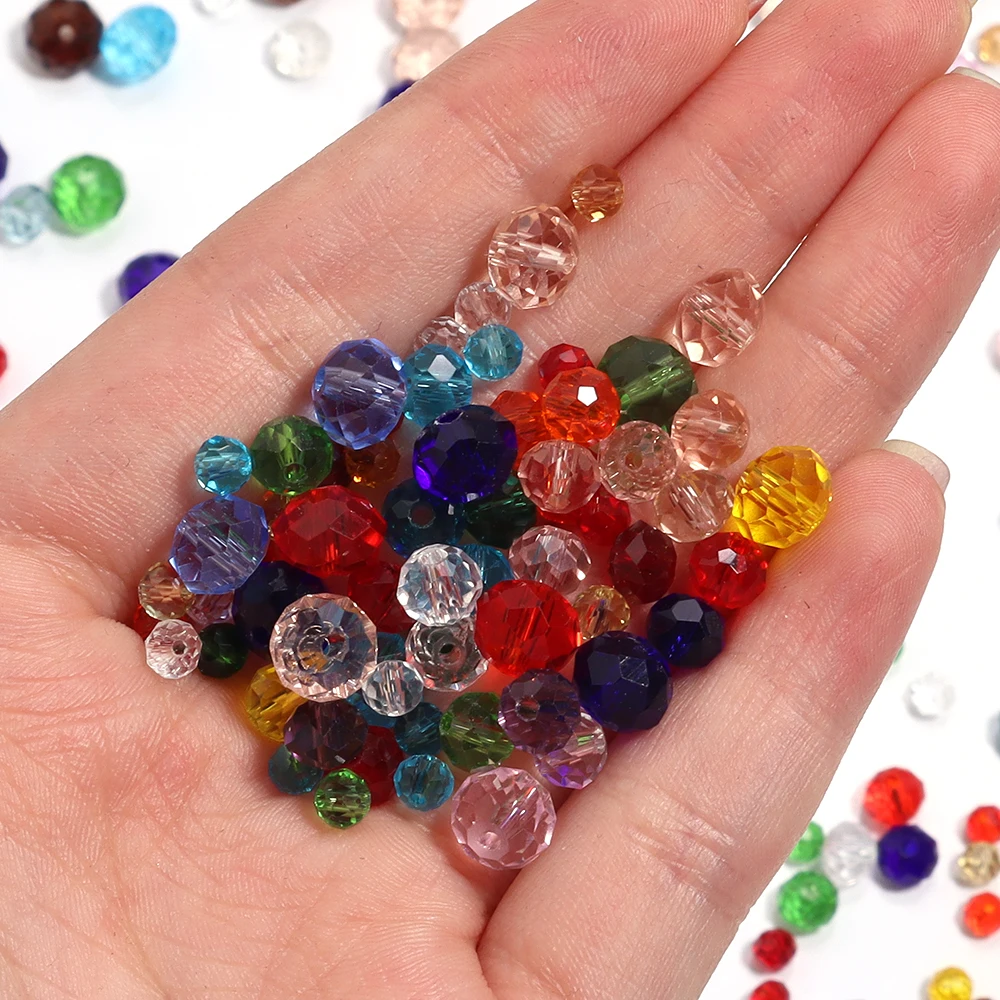 50-200 قطعة الأوجه خرز كريستالي 3/4/6/8/10 مللي متر شفاف مختلط اللون الزجاج فضفاض الخرز لصنع المجوهرات قلادة أساور يدوية #6