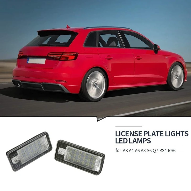 Stablize Car LED License Number Plate Light Lamp White For - A3 S3 8P A4 B6 B7 A5 A6 4F Q7 A8 S8 C6 Cabriolet