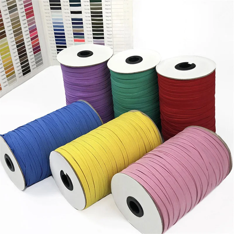 1Roll 3mm 5mm 6mm 9mm 12mm Colorful Elastic Ribbon Flat Elastic Band Stretch Rope Line DIY Lace Sew Waist Band Garment Accessory