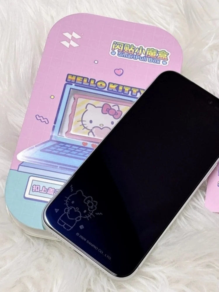 Smart Devil Sanrio Bildschirmfolie mit Motiven von Hellokitty, Mymelody, Kuromi, Cinnamoroll, Pompompurin, geeignet für iPhone-Modelle 15-18.